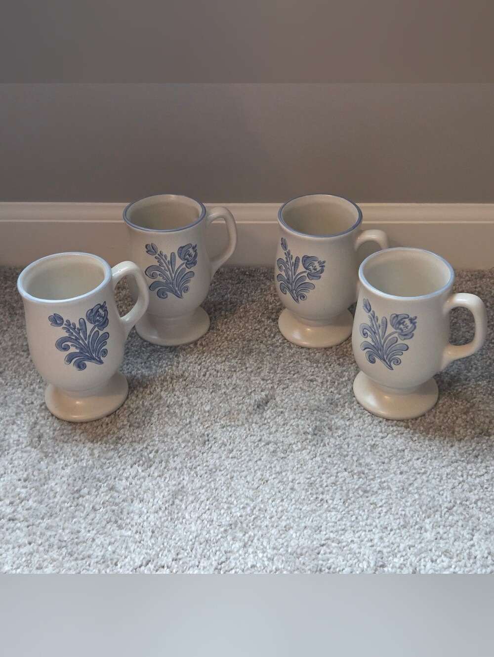 4x Yorktowne Pflatzgraff Blue Floral Tall Mug Cups